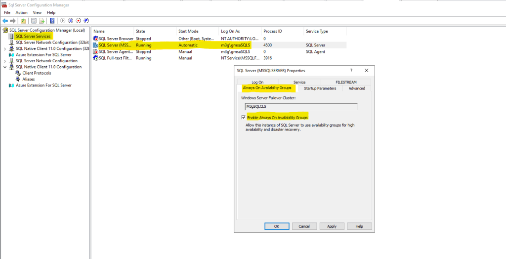 Enable Always On Availability on Sql Server Configuration Manager