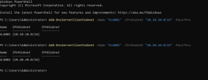 Add-DnsServerClient Subnet komutu ile DNS subnetlerimisi tanımlıyoruz.