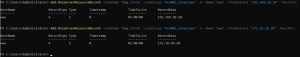 Add-DnsServerResourceRecord komutu ile DNS sunucumuzda ilgili zone 'a kayıt ekliyoruz.