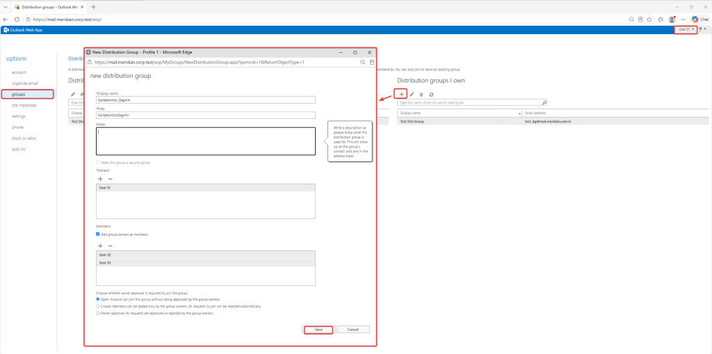 Create Distribution List Group with Policy